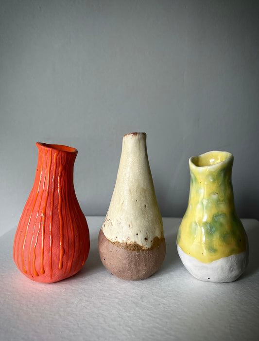 Minivaser, Orange, Beige, Ljusgul