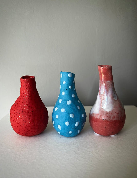 Minivaser, Röd, Turkos, Korall
